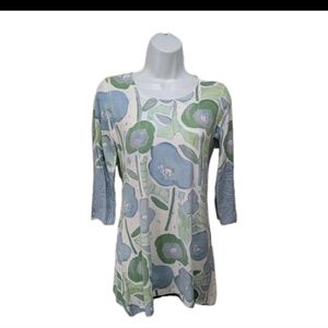 Whimsy Rose Butter Knit Tunic Top S Artsy Floral Whimsical Bohemian #7700